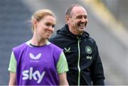 15 July 2024; Assistant coach Colin Healy and Aoife Mannion during a Republic of Ireland women's training session at Páirc Uí Chaoimh in Cork. Photo by Stephen McCarthy/Sportsfile