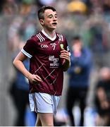 14 July 2024; Eoin O'Hora, Breaffy NS, Ballina, Mayo, representing Galway during the GAA INTO Cumann na mBunscol Respect Exhibition Go Games at the GAA Football All-Ireland Senior Championship semi-final match between Donegal and Galway at Croke Park in Dublin. Photo by Piaras Ó Mídheach/Sportsfile