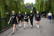 16 July 2024; Republic of Ireland players, from left, Megan Connolly, Sophie Whitehouse, Tyler Toland, Diane Caldwell and Denise O'Sullivan during a pre-match team walk in the grounds of UCC before the 2025 UEFA Women's European Championship qualifying group A match between Republic of Ireland and France at Páirc Uí Chaoimh in Cork. Photo by Stephen McCarthy/Sportsfile