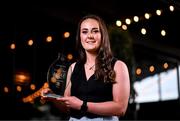 16 July 2024; Down’s Niamh King is pictured with The Croke Park Hotel/LGFA Player of the Month award for June 2024 at The Croke Park Hotel on Jones' Road in Dublin. Niamh starred for Down during their journey to the 2024 TG4 All-Ireland Intermediate Championship semi-finals, scoring 1-5 against Cavan and 0-2 in the victory over Westmeath in the group stages, before adding 0-4 in the quarter-final victory over Monaghan. Photo by Harry Murphy/Sportsfile