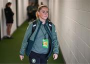 16 July 2024; Jessie Stapleton of Republic of Ireland arrives before the 2025 UEFA Women's European Championship qualifying group A match between Republic of Ireland and France at Páirc Uí Chaoimh in Cork. Photo by Stephen McCarthy/Sportsfile