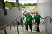 16 July 2024; Republic of Ireland supporters Alice Cody and Robert Larkin, father of Abbie Larkin, before the 2025 UEFA Women's European Championship qualifying group A match between Republic of Ireland and France at Páirc Uí Chaoimh in Cork. Photo by David Fitzgerald/Sportsfile