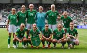 16 July 2024; The Republic of Ireland team, back row from left, Julie-Ann Russell, Anna Patten, Caitlin Hayes, Courtney Brosnan, Louise Quinn and Ruesha Littlejohn with, front, from left, Katie McCabe, Denise O'Sullivan, Jess Ziu, Leanne Kiernan and Aoife Mannion the 2025 UEFA Women's European Championship qualifying group A match between Republic of Ireland and France at Páirc Uí Chaoimh in Cork. Photo by Stephen McCarthy/Sportsfile