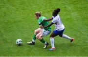 16 July 2024; Aoife Mannion of Republic of Ireland in action against Sandy Baltimore of France during the 2025 UEFA Women's European Championship qualifying group A match between Republic of Ireland and France at Páirc Uí Chaoimh in Cork. Photo by Shauna Clinton/Sportsfile