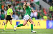 16 July 2024; Leanne Kiernan of Republic of Ireland celebrates her side's first goal, scored by teammate Denise O'Sullivan, not pictured, during the 2025 UEFA Women's European Championship qualifying group A match between Republic of Ireland and France at Páirc Uí Chaoimh in Cork. Photo by Stephen McCarthy/Sportsfile