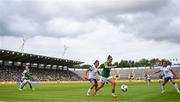 16 July 2024; Jess Ziu of Republic of Ireland in action against Ève Périsset of France during the 2025 UEFA Women's European Championship qualifying group A match between Republic of Ireland and France at Páirc Uí Chaoimh in Cork. Photo by Stephen McCarthy/Sportsfile