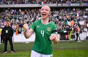 16 July 2024; Louise Quinn of Republic of Ireland celebrates after the 2025 UEFA Women's European Championship qualifying group A match between Republic of Ireland and France at Páirc Uí Chaoimh in Cork. Photo by Stephen McCarthy/Sportsfile