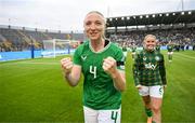 16 July 2024; Louise Quinn of Republic of Ireland celebrates after the 2025 UEFA Women's European Championship qualifying group A match between Republic of Ireland and France at Páirc Uí Chaoimh in Cork. Photo by Stephen McCarthy/Sportsfile