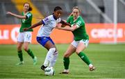 16 July 2024; Grace Geyoro of France in action against Megan Connolly of Republic of Ireland during the 2025 UEFA Women's European Championship qualifying group A match between Republic of Ireland and France at Páirc Uí Chaoimh in Cork. Photo by David Fitzgerald/Sportsfile