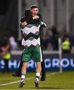 16 July 2024; Shamrock Rovers manager Stephen Bradley celebrates after his side's victory in the UEFA Champions League first qualifying round second leg match between Shamrock Rovers and Vikingur Reykjavik at Tallaght Stadium in Dublin. Photo by Harry Murphy/Sportsfile