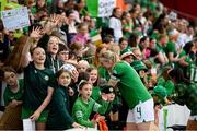 16 July 2024; Louise Quinn of Republic of Ireland with supporters after the 2025 UEFA Women's European Championship qualifying group A match between Republic of Ireland and France at Páirc Uí Chaoimh in Cork. Photo by Stephen McCarthy/Sportsfile