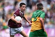 14 July 2024; Eanna Glynn, Milltown NS, Tuam, Galway, representing Galway during the GAA INTO Cumann na mBunscol Respect Exhibition Go Games at the GAA Football All-Ireland Senior Championship semi-final match between Donegal and Galway at Croke Park in Dublin. Photo by Piaras Ó Mídheach/Sportsfile