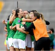 16 July 2024; Republic of Ireland performance coach Ivi Casagrande celebrates with players after Julie-Ann Russell, hidden, scored their side's second goal during the 2025 UEFA Women's European Championship qualifying group A match between Republic of Ireland and France at Páirc Uí Chaoimh in Cork. Photo by Stephen McCarthy/Sportsfile