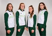 17 July 2024; Swimmers, from left, Mona McSharry, Danielle Hill, Ellen Walshe and Erin Riordan during the Team Ireland Paris 2024 team announcement for Swimming at the Crowne Plaza Hotel in Blanchardstown, Dublin. Photo by David Fitzgerald/Sportsfile