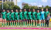18 July 2024; The Republic of Ireland team, from left to right, Hannah Healy, Lia O’Leary, Joy Ralph, Jessica Fitzgerald, Ellen Dolan, Aoife Kelly, Eve Dossen, Jodie Loughrey, Meabh Russell, Katie Keane and Kate Thompson before the UEFA Women's Under-19 European Championships Group B match between Republic of Ireland and Germany at Jonava City Stadium in Jonava, Lithuania. Photo by Evaldas Semiotas/Sportsfile