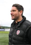 18 July 2024; Derry City manager Ruaidhrí Higgins before the UEFA Conference League first qualifying round second leg match between Derry City and FCB Magpies at the Ryan McBride Brandywell Stadium in Derry. Photo by Stephen McCarthy/Sportsfile