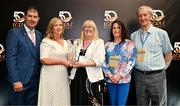 18 July 2024; In attendance at a special LGFA 50th Anniversary celebration event at The DOME in Thurles, Tipperary, are, from left, LGFA president Mícheál Naughton, LGFA chief executive Helen O'Rourke, Tipperary CCE/Fleadh na Mumhan 2024 chairperson Barbara Farrell, Tipperary CCE/Fleadh na Mumhan 2024 secretary Sonia Bonelli and Chairperson Munster CCÉ Tadhg Ó Maolcatha. Photo by Brendan Moran/Sportsfile