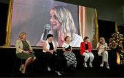 18 July 2024; Panellists, from left, former LGFA president Geraldine Giles, 10-time All-Ireland Senior medallist, five-time All Star and the first lady to score a point at Croke Park in the 1986 All-Ireland Junior Final, Marie Crotty of Waterford, Deirdre Quinn, Seven-time All Star and 2001 All-Ireland Senior medallist Sue Ramsbottom of Laois and Eight-time All-Ireland Senior medallist and three time winning captain Juliet Murphy of Cork during a special LGFA 50th Anniversary celebration event at The DOME in Thurles, Tipperary. Photo by Brendan Moran/Sportsfile