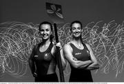 19 June 2024; (EDITOR'S NOTE; Image has been converted to black & white) Aifric Keogh, left, and Fiona Murtagh during the Rowing Team Ireland Paris 2024 team announcement at the National Rowing Centre in Cork. Photo by Ramsey Cardy/Sportsfile