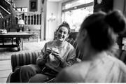 21 October 2023; (EDITOR'S NOTE; Image has been converted to black & white) Team Ireland rowers Fiona Murtagh, left, and Aifric Keogh at the Le Manoir de Gressy, the hotel for the Team Ireland rowing squad for the 2024 Paris Olympic Games. Photo by Brendan Moran/Sportsfile