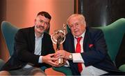 19 July 2024; Lifetime Achievement recipient Dr Con Murphy, right, is presented with his award by GPA President Dónal Óg Cusack during the GPA Hurling & Camogie Legends Lunch at Croke Park in Dublin. Photo by Sam Barnes/Sportsfile