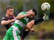 19 July 2024; Roberto Lopes of Shamrock Rovers in action against Adam McDonnell of Bohemians during the Sports Direct Men’s FAI Cup second round match between Bohemians and Shamrock Rovers at Dalymount Park in Dublin. Photo by Stephen McCarthy/Sportsfile