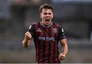 19 July 2024; Dayle Rooney of Bohemians celebrates after scoring his side's first goal during the Sports Direct Men’s FAI Cup second round match between Bohemians and Shamrock Rovers at Dalymount Park in Dublin. Photo by Seb Daly/Sportsfile