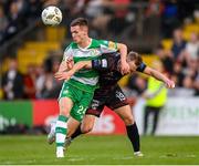 19 July 2024; Johnny Kenny of Shamrock Rovers in action against Martin Miller of Bohemians during the Sports Direct Men’s FAI Cup second round match between Bohemians and Shamrock Rovers at Dalymount Park in Dublin. Photo by Stephen McCarthy/Sportsfile