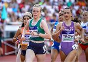19 July 2024; Pia Langton of Ireland, left, competes in the women's 800m heats alongside Bethany Trow of Great Britain during day two of the European U18 Athletics Championships at the National Athletics Stadium in Banská Bystrica, Slovakia. Photo by Coen Schilderman/Sportsfile
