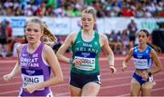19 July 2024; Saoirse Fitzgerald of Ireland, centre, competing in the women's 800m heats during day two of the European U18 Athletics Championships at the National Athletics Stadium in Banská Bystrica, Slovakia. Photo by Coen Schilderman/Sportsfile
