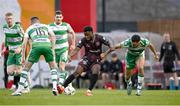 19 July 2024; James Akintunde of Bohemians in action against Roberto Lopes of Shamrock Rovers during the Sports Direct Men’s FAI Cup second round match between Bohemians and Shamrock Rovers at Dalymount Park in Dublin. Photo by Seb Daly/Sportsfile