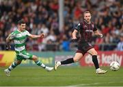 19 July 2024; Martin Miller of Bohemians in action against Trevor Clarke of Shamrock Rovers  during the Sports Direct Men’s FAI Cup second round match between Bohemians and Shamrock Rovers at Dalymount Park in Dublin. Photo by Stephen McCarthy/Sportsfile