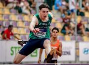 20 July 2024; Ethan Dewhirst of Ireland competes in the men's 400m hurdles semi-finals during day three of the European U18 Athletics Championships at the National Athletics Stadium in Banská Bystrica, Slovakia. Photo by Coen Schilderman/Sportsfile