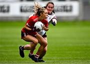 20 July 2024; Rachel Leahy of Cork in action against Nicola Ward of Galway during the TG4 All-Ireland Ladies Football Senior Championship semi-final match between Cork and Galway at Glenisk O’Connor Park in Tullamore, Offaly. Photo by Piaras Ó Mídheach/Sportsfile