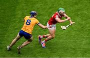 21 July 2024; Shane Kingston of Cork in action against David Fitzgerald of Clare during the GAA Hurling All-Ireland Senior Championship Final between Clare and Cork at Croke Park in Dublin. Photo by Daire Brennan/Sportsfile