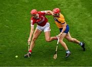 21 July 2024; Brian Hayes of Cork in action against Darragh Lohan of Clare during the GAA Hurling All-Ireland Senior Championship Final between Clare and Cork at Croke Park in Dublin. Photo by Daire Brennan/Sportsfile