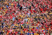 21 July 2024; Clare and Cork supporters, on Hill 16, during the last minutes of the GAA Hurling All-Ireland Senior Championship Final between Clare and Cork at Croke Park in Dublin. Photo by Ray McManus/Sportsfile