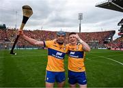 21 July 2024; David McInerney and Paul Flanagan of Clare after the GAA Hurling All-Ireland Senior Championship Final between Clare and Cork at Croke Park in Dublin. Photo by Ray McManus/Sportsfile
