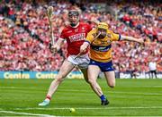 21 July 2024; Damien Cahalane of Cork in action against Shane Meehan of Clare during the GAA Hurling All-Ireland Senior Championship Final between Clare and Cork at Croke Park in Dublin. Photo by Piaras Ó Mídheach/Sportsfile