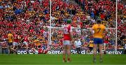 21 July 2024; Clare captain Tony Kelly, 10, shoots past Cork goalkeeper Patrick Collins to score his sides 3rd goal during the GAA Hurling All-Ireland Senior Championship Final between Clare and Cork at Croke Park in Dublin. Photo by Ray McManus/Sportsfile