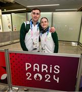 22 July 2024; Team Ireland boxers Michaela and Aidan Walsh on their arrival at Charles de Gaulle airport in Paris ahead of the 2024 Paris Summer Olympic Games in Paris, France. Photo by David Fitzgerald/Sportsfile