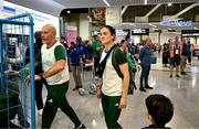 22 July 2024; Team Ireland boxer Kellie Harrington during their arrival at Charles de Gaulle airport in Paris ahead of the 2024 Paris Summer Olympic Games in Paris, France. Photo by Stephen McCarthy/Sportsfile