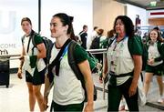 22 July 2024; Team Ireland boxer Kellie Harrington during their arrival at Charles de Gaulle airport in Paris ahead of the 2024 Paris Summer Olympic Games in Paris, France. Photo by Stephen McCarthy/Sportsfile
