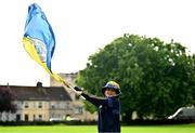 22 July 2024; Clare supporter Holden Carroll, age 11, before the homecoming celebrations of the All-Ireland Senior Hurling Champions at Active Ennis Tim Smythe Park in Clare. Photo by Piaras Ó Mídheach/Sportsfile