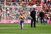 21 July 2024; Ruairí McKiernan, St Brigid's NS, Drumcong, Leitrim, representing Clare during the GAA INTO Cumann na mBunscol Respect Exhibition Go Games at the GAA Hurling All-Ireland Senior Championship final between Clare and Cork at Croke Park in Dublin. Photo by Piaras Ó Mídheach/Sportsfile