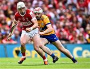 21 July 2024; Patrick Horgan of Cork in action against Conor Leen of Clare during the GAA Hurling All-Ireland Senior Championship Final between Clare and Cork at Croke Park in Dublin. Photo by Piaras Ó Mídheach/Sportsfile