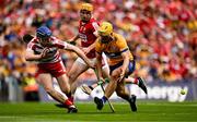 21 July 2024; Mark Rodgers of Clare in action against Cork goalkeeper Patrick Collins during the GAA Hurling All-Ireland Senior Championship Final between Clare and Cork at Croke Park in Dublin. Photo by Brendan Moran/Sportsfile