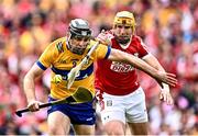 21 July 2024; Cathal Malone of Clare in action against Declan Dalton of Cork during the GAA Hurling All-Ireland Senior Championship Final between Clare and Cork at Croke Park in Dublin. Photo by Piaras Ó Mídheach/Sportsfile