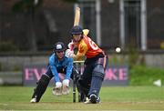 24 July 2024; Gaby Lewis of Scorchers bats during the Evoke Super Series Super 50 Cup match between Scorchers and Typhoons at Railway Union Cricket Club in Dublin. Photo by Ben McShane/Sportsfile
