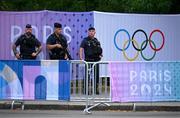 24 July 2024; Armed police outside the stadium before the Men's Football Pool D match between Team Mali and Team Israel at the Parc des Princes during the 2024 Paris Summer Olympic Games in Paris, France. Photo by Brendan Moran/Sportsfile